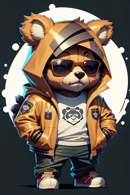 C4tt4stic, Cartoon bear wearing jacket and sunglasses,