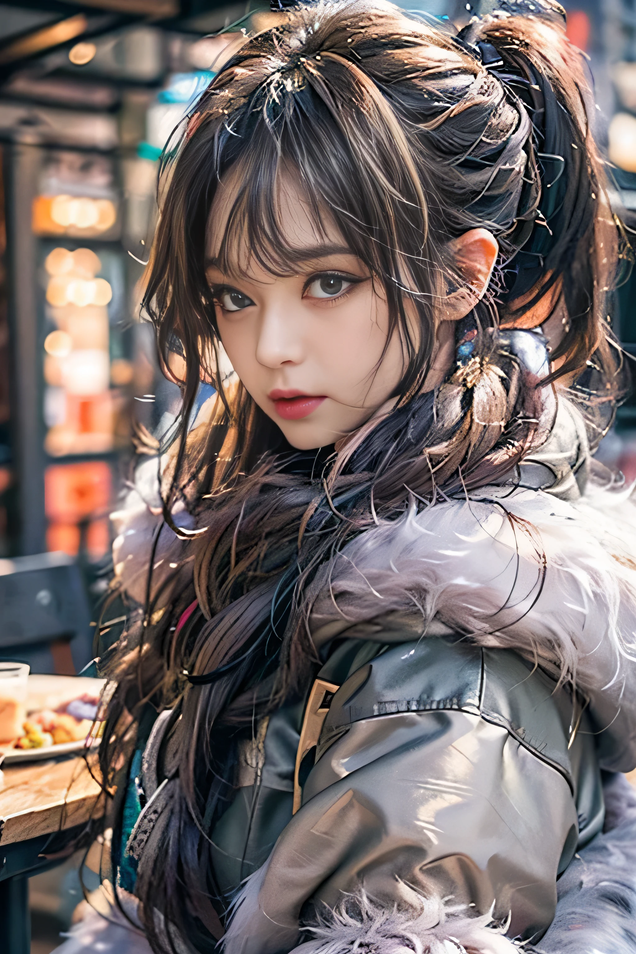 random posture, mix 4,(8K, RAW photo, highest quality, table top:1.2), (realistic, Photoreal:1.37), professional lighting, photon mapping, radio city, Physically based rendering,, Gradient Black Color Hair, Ponytail curly hair, good looking, Tomboy, Warm thick coat,highest qualityの画像, High resolution, 1080P, (pretty face), (Detailed facial description), (Detailed explanation of hands), (table top), (Detailed CG), extreme light and shadow, ponytail hair, master&#39;Jobs, Rich details, (detailed facial features), (highest qualityの画像), (table top), (fine eyes),look ahead with your eyes,thin clavicle, Warm cozy thick coat, outside the house, city street, winter, Snow-covered side, big thighs,whole body, Boy style,(big ass),(((flat chest))),(small breasts),fur coat, ((whole body, Warm thick coatで覆われています,)),  fur coat,hood on head