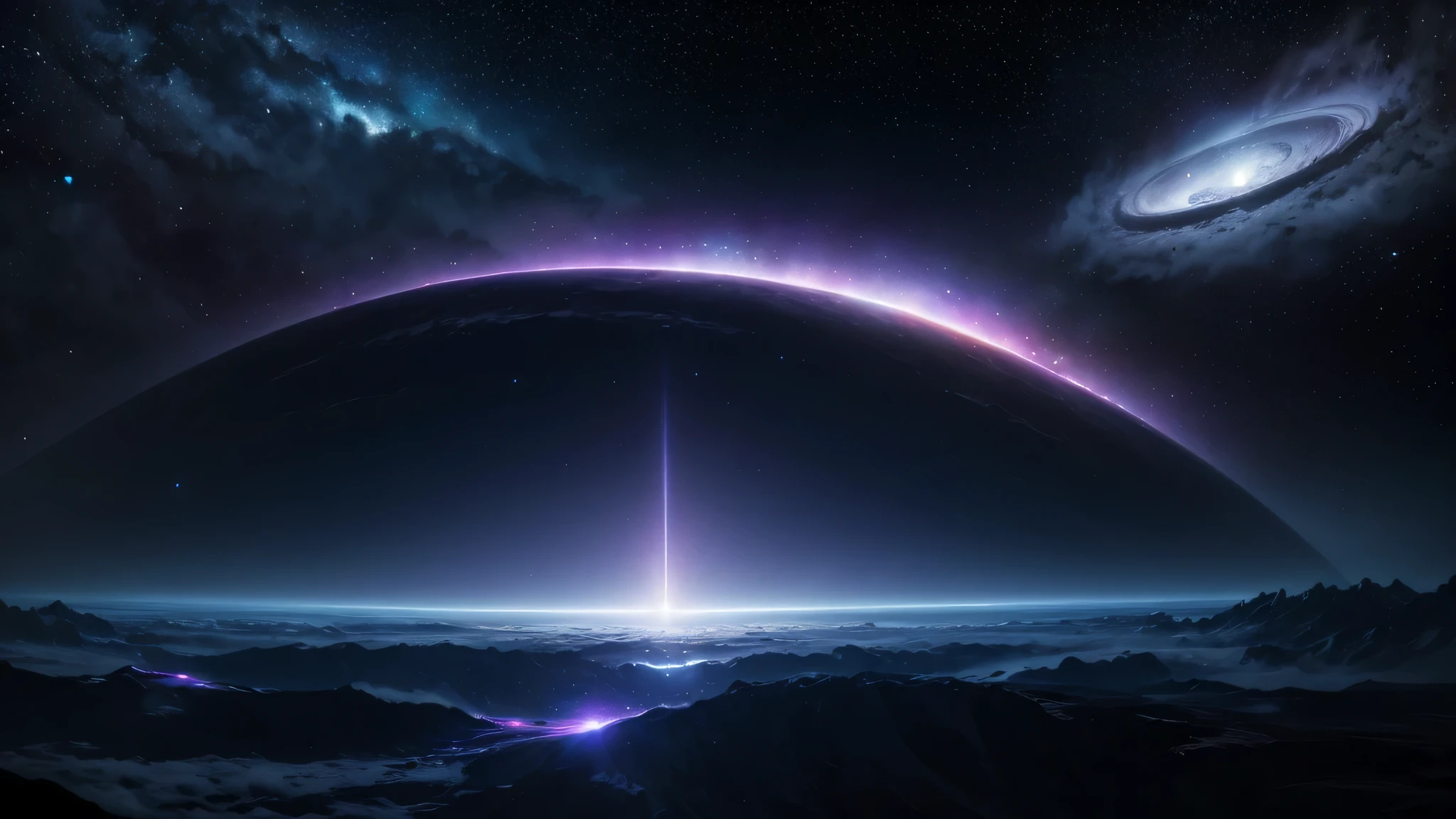 (best quality,4k,8k,highres,masterpiece:1.2),ultra-detailed,(realistic,photorealistic,photo-realistic:1.37),outer space,luminous stars,nebula clouds,elegant planet,satellite,shimmering galaxy,distant black holes,cosmic dust,vast universe,expansive sky,purple and blue gradient,celestial bodies,glowing constellations,ethereal atmosphere,deep space exploration,stellar brilliance,interstellar travel,spacecraft,moonlit heavens,cosmic energy,astrological signs,astral glow,surreal celestial scene,lunar surface,galactic glow,cosmic wonder,intergalactic journey,interplanetary travel,galaxy clusters,astronomy discovery,star-filled abyss,stratospheric view,celestial light,interstellar dust,night sky spectacle,radiant auroras,interstellar clouds,luminous meteors,distant supernovas,stunning astronomical display,lavender celestial panorama,lunar eclipse