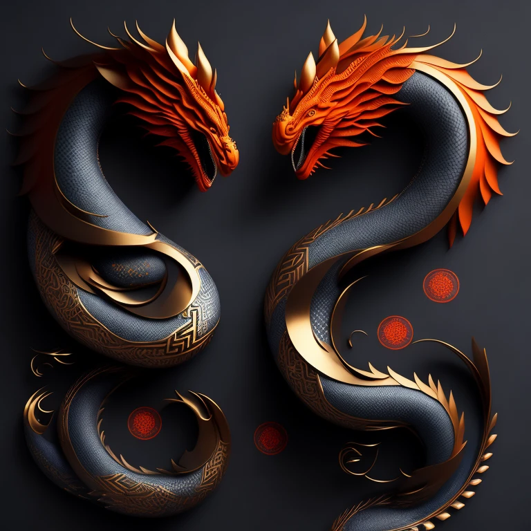 complex, (number:1.2) Chinese dragon, concept art, (symmetry), (coherent: 1.3), Art Station Trend, ilibut, Visual effects, Blender and Photoshop, Excellent composition, movie atmosphere, Dynamic dramatic lighting, aesthetics, very inspiring, arthouse