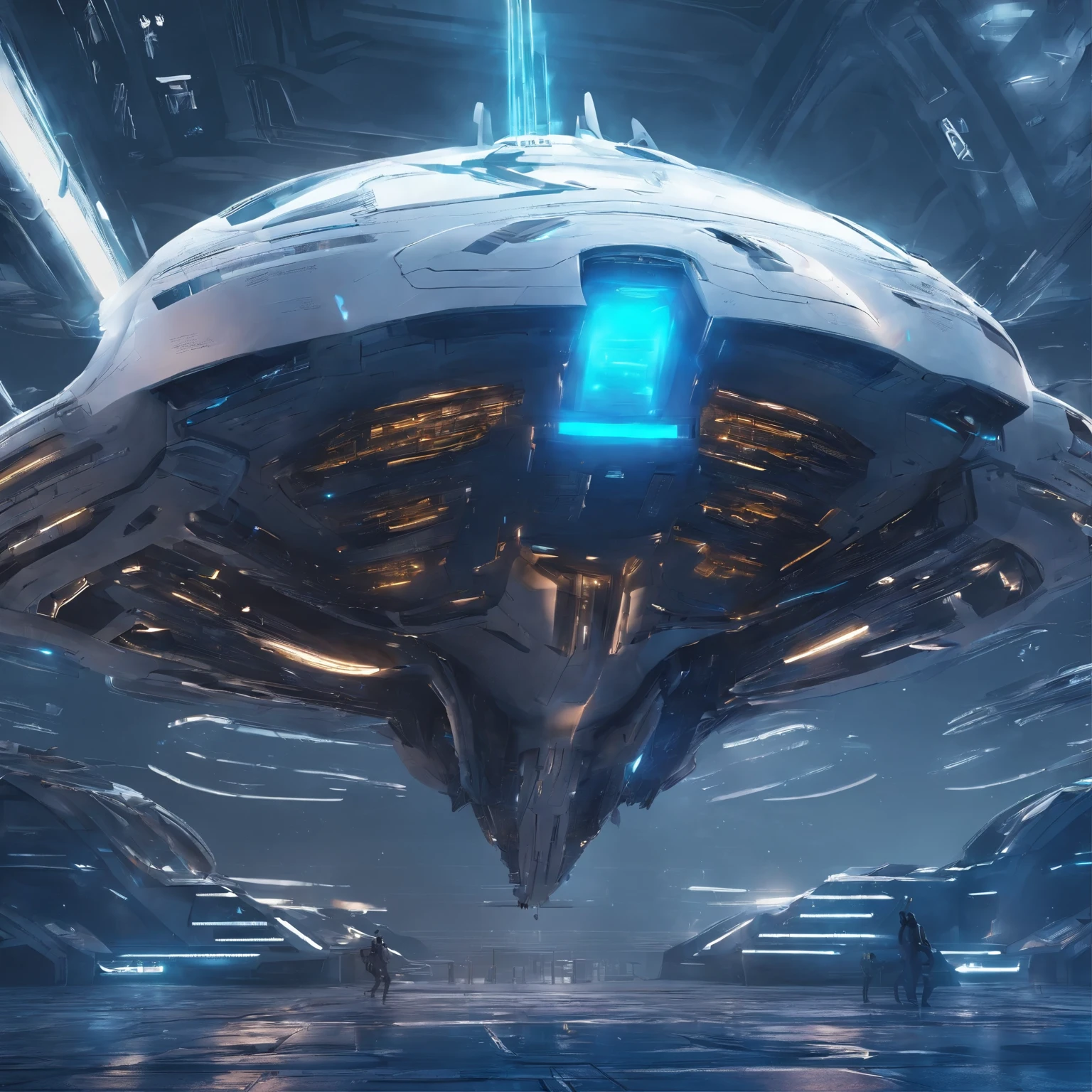 spacecraft,Future plan,Future shape warship background flying 4K,Appearance reference blue whale