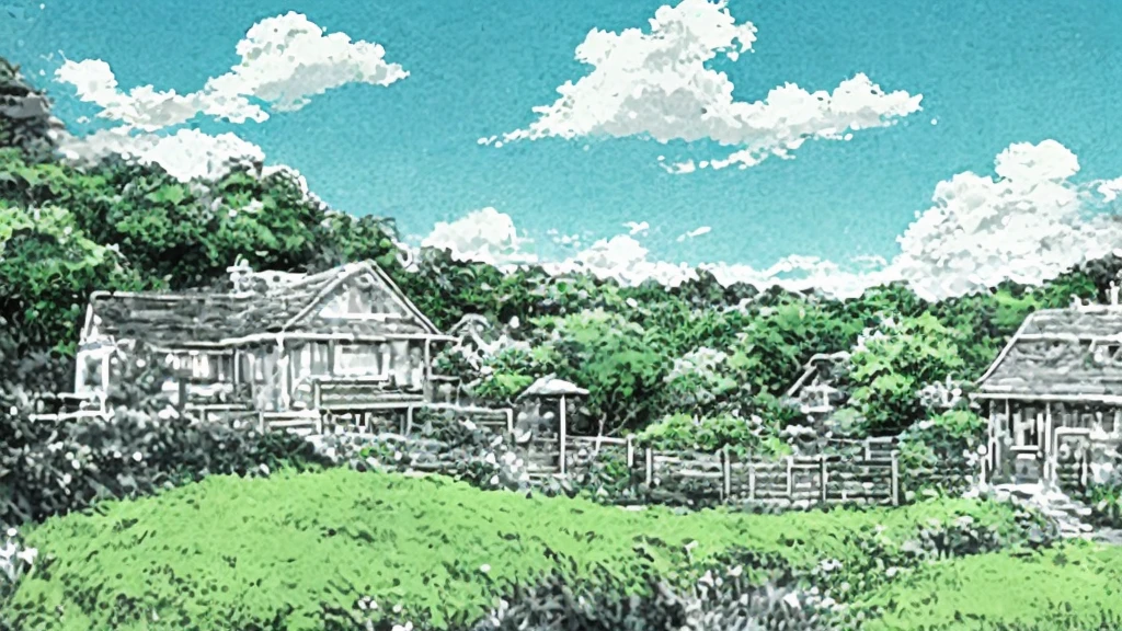 anime scene of a House on the hill with a fence and a street, House on the hill, studio Ghibli environment, style of studio Ghibli, Ghibli, by Miyazaki, studio Ghibli landscape, Ghibli artstyle, Ghibli studio style, Ghibli vibe, Ghibli art style, Ghibli studio art, studio Ghibli scheme, studio Ghibli artstyle, studio Ghibli art style, Ghibli style