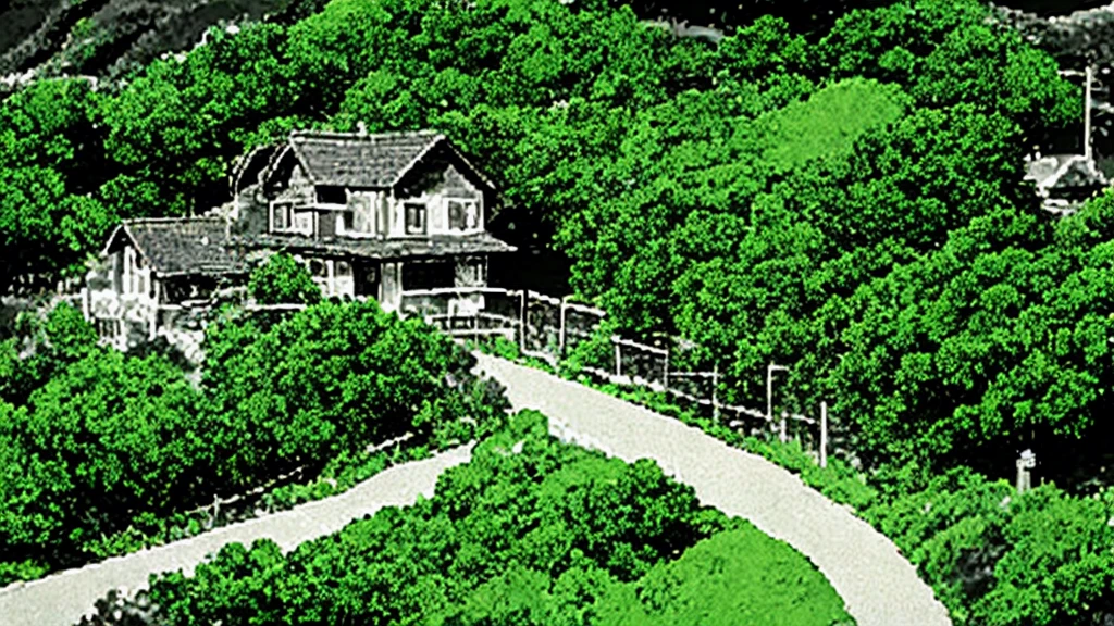 anime scene of a House on the hill with a fence and a street, House on the hill, studio Ghibli environment, style of studio Ghibli, Ghibli, by Miyazaki, studio Ghibli landscape, Ghibli artstyle, Ghibli studio style, Ghibli vibe, Ghibli art style, Ghibli studio art, studio Ghibli scheme, studio Ghibli artstyle, studio Ghibli art style, Ghibli style