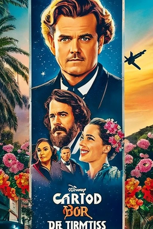 UM CARTAZ DE CINEMA, CARTAZ DE TEATRO, COM FLORES NAS BORDAS, ALTA QUALIDADE, HOLLYWOOD, DISNEY