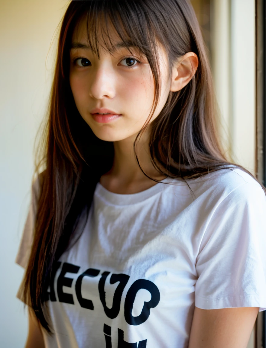 Japanese、Beautiful girl in a t-shirt、22 years old、Completely naked、