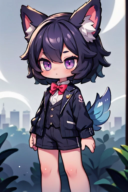 cartoon, man, boy, scarab beetle, kemonomimi, (highest picture quality), masterpiece, best quality, extremely detailed CG wallpaper, ultra_detailed, black eyes, 1man, solo, tall, short_uncommon_hairstyle, masterpiece, best quality, black and purple, suit, grey skin color,