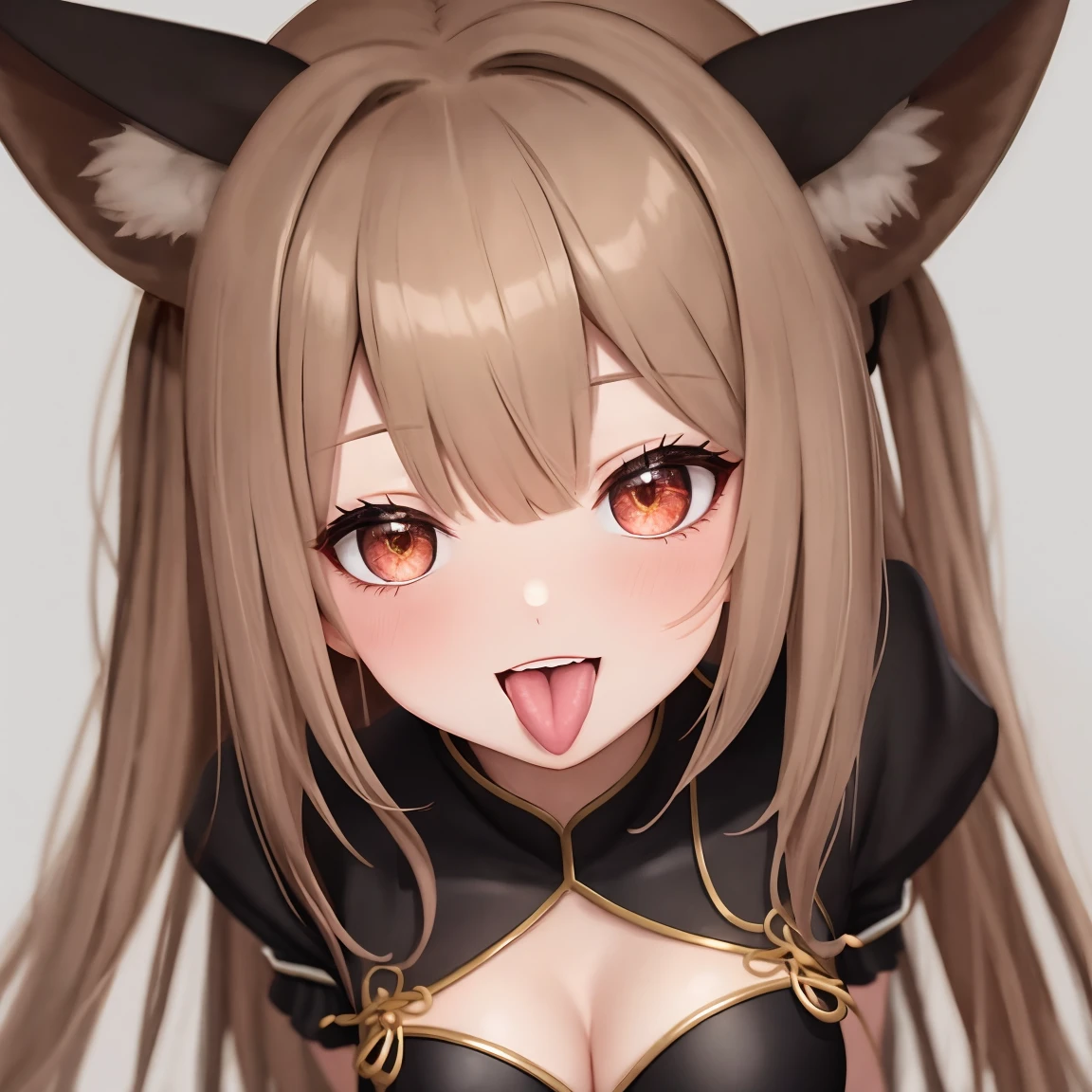 Long Hair, Blonde, Pink eyes, One girl, alone, bangs, Glowing Skin, masterpiece, NSFW, Ahegao, lure, On all fours, looking at the camera, black shiny gloves, Fully exposed,  Shaved, Big , Nipples, Sweating, Completely naked, Black shiny knee-high boots, Cat ears headband, A cloudy  is dripping from the crotch, Red collar, Dark and dirty room, A regretful look, Hypnosis, Having sex while being held by the arm