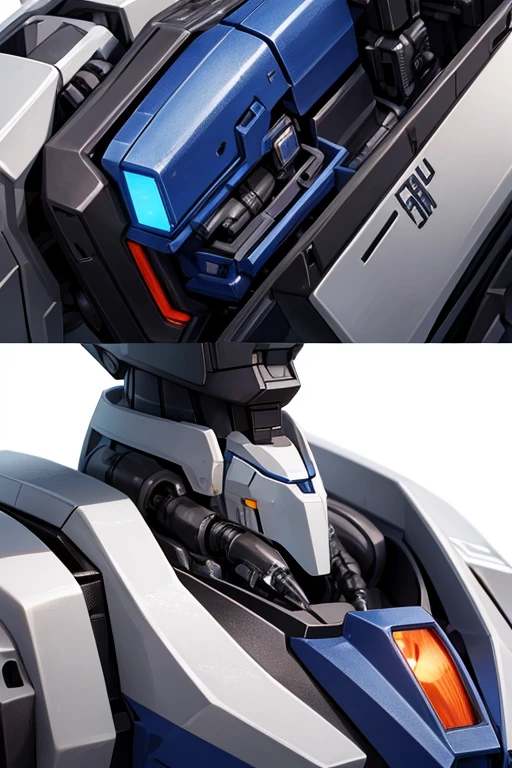 Close-up of robot holding gun, Zagu, Masterpiece details, Mobile Suit, Close-up detailed, Mecha limbs, Turn off high detail, High detail close-up, upper torso included, ultra detailed close up, Extra detailed body