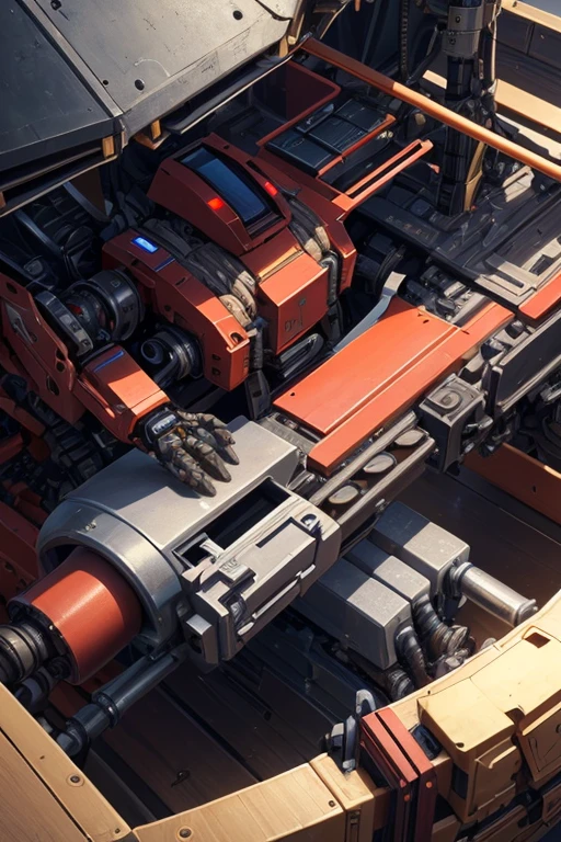 (best quality,4k,8k,highres,masterpiece:1.2), ultra-detailed, realistic:1.37, close-up shot of a robot holding a gun. The robot is known as "Zaku," and it has highly detailed mechanical limbs and a sophisticated body. The focus is on the upper torso, capturing every intricate detail. The artwork should showcase the robot's advanced technology, incorporating fine details, such as screw heads, hydraulic joints, and other mechanical components. Additionally, emphasize the robot's body by providing an extra level of detail, highlighting its precise craftsmanship.