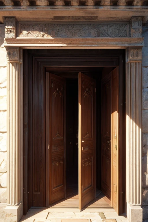 (best quality,4k,8k,highres,masterpiece:1.2),ultra-detailed,(realistic,photorealistic,photo-realistic:1.37),stone architecture,wooden door,magical door,tall door,symmetrical entrance,secret entrance,Valhalla entrance,arched entrance,background art,fortress gateway,kingdom of light background,castle background,entry,dramatic entrance,palace background,random background scene,rustic throne room,doorway,grand entrance