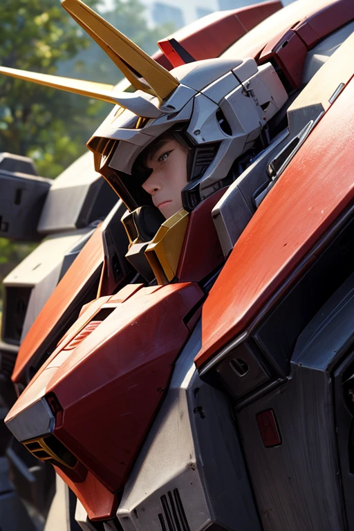 (best quality,4k,8k,highres,masterpiece:1.2),ultra-detailed,(realistic,photorealistic,photo-realistic:1.37),close-up of a gun-wielding robotic toy character, Zaku, masterpiece details, Gundam armor, Gundam wing style armor, mobile suit, close-up with intricate details, Gundam style, mecha limbs, close-up of high details, on a Gundam, close-up with high details, including upper torso, super-detailed close-up of a Gundam, additional detailed body