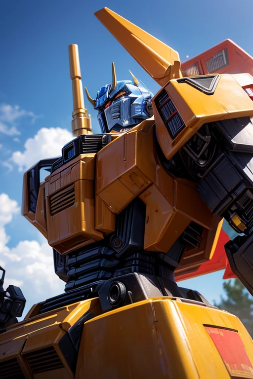 (best quality,4k,8k,highres,masterpiece:1.2),ultra-detailed,(realistic,photorealistic,photo-realistic:1.37),close-up shot of a gun-wielding robot toy, Autobot's leader Optimus Prime, extremely detailed masterpiece, internet photography from Wikipedia, internet photography from Wikipedia, Transformers toy, Transformers G1, Transformers toy, transformation, high-definition masterpiece, exquisitely detailed masterpiece, robot mode, Goku fuses with Optimus Prime, masterpiece cannon, from Transformers, high-quality masterpiece rendering