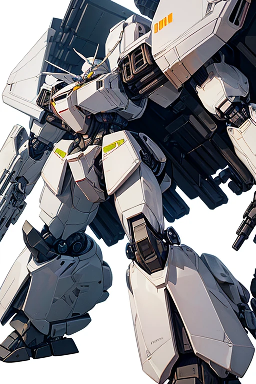 (Close-up of robot) (on white background) (with gun), (ferrite white armor) (animatronic exoskeleton), (Armored core mecha), (White mechanical suit), (barren slopes i), (mechasuit), (Full body mecha ensemble), (Mecha interior), (mecha armor), (Female mecha), (Sega Mecha), #medicineside