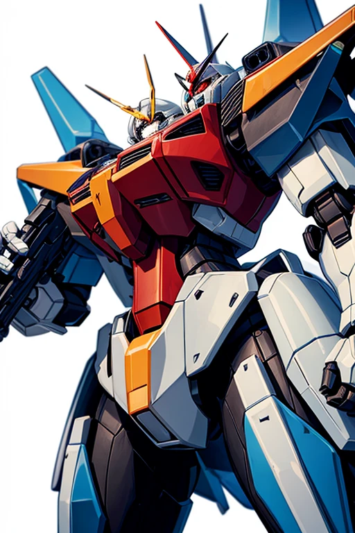 Close up of toy robot with gun on white background, Zagu, Mechanized police infantry, 动作人物Mecha, anime big breasts, Mobile Suit, Military, Mecha suit, 戈夫Mobile Suit, Mecha warrior, Mecha, GUNPLA, Mecha armor, mechanoid, 战斗Mecha衣服, 科乐美Mecha