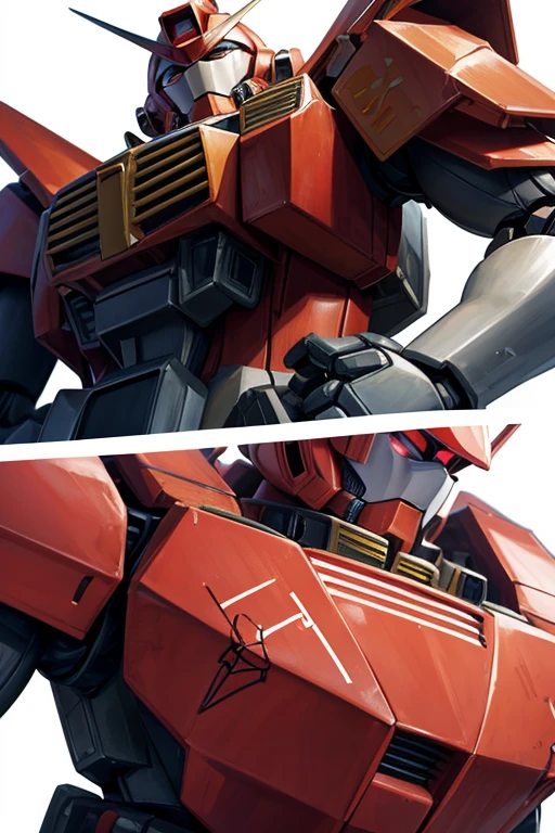 "A close-up of a toy robot with a white background, Zaku, mechanized police infantry, an action figure in a mecha suit, an anime character with a large bust, a mobile soldier, military robot, mecha suit, Gundam model, mecha warrior, mecha, mechanical suit, combat mecha attire, Capcom mecha."