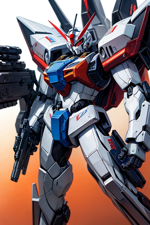 Close up of toy robot with gun on white background, Zagu, Mechanized police infantry, 动作人物Mecha, anime big breasts, Mobile Suit, Military, Mecha suit, 戈夫Mobile Suit, Mecha warrior, Mecha, GUNPLA, Mecha armor, mechanoid, 战斗Mecha衣服, 科乐美Mecha