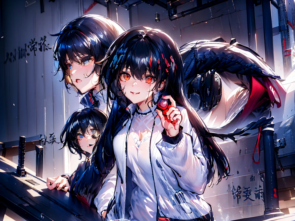 两名身穿黑色和红色服装的女性的anime style形象, Persona 5 art style wlop, anime style. 8k, from girls frontline, anime style 4 k, guweiz style artwork, wlop sum sakimichan, guweiz, Realistic anime art style, pixiv 3dcg, anime girl, Exquisite details. girls frontline,3D style,