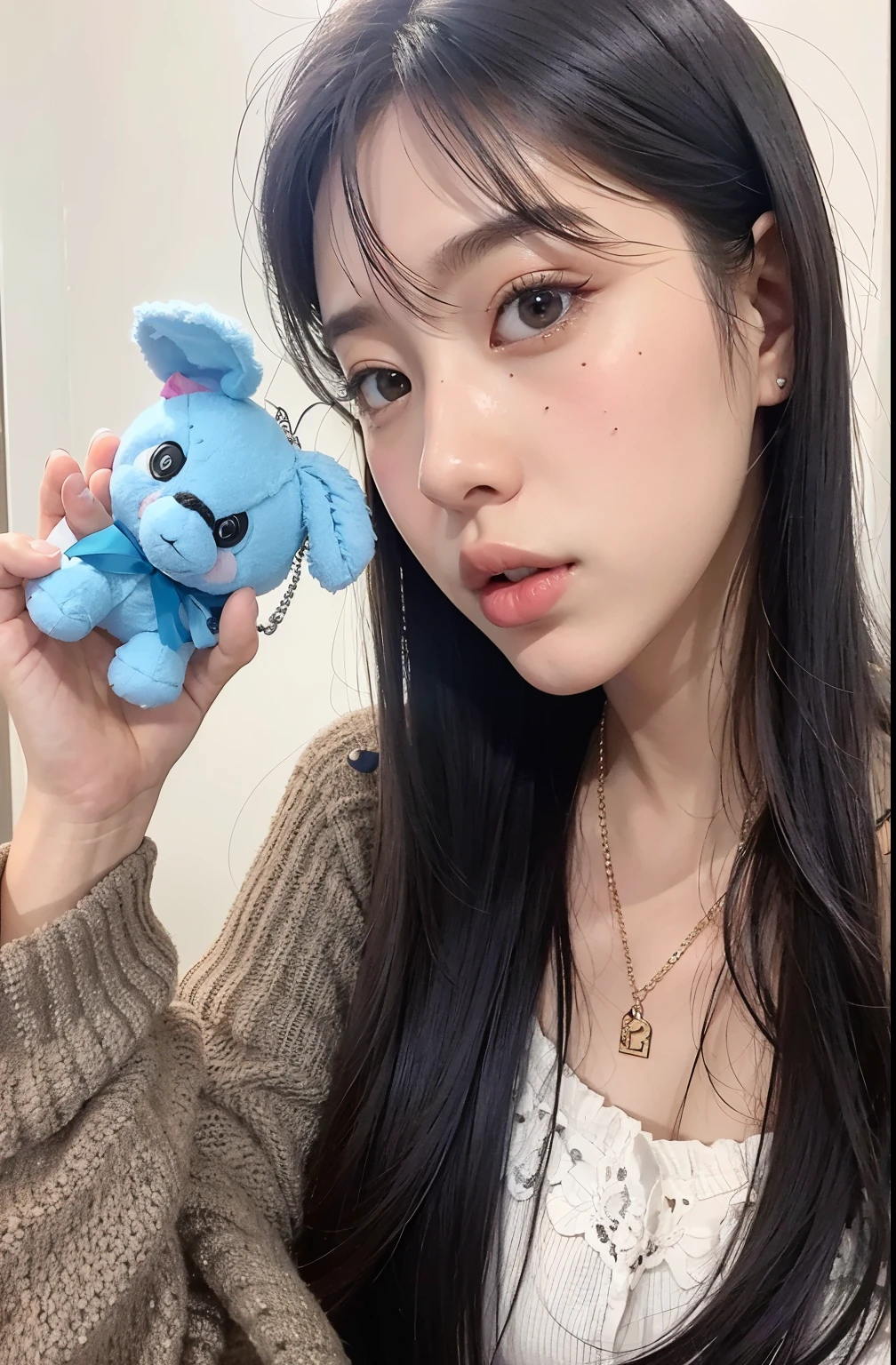  araffe holding a blue stuffed animal in her hand, Kim Doyoung, tzuyu de duas vezes, jaeyeon nam, Ulzzang, has sorte, Jisoo do Blackpink, Jinyoung Shin, taejune kim, com pele azul, Jisoo do Blackpink, dilraba dilmurat, Heonhwa Choe, brinquedo fofo, Sun Yunjoo, imagem de perfil