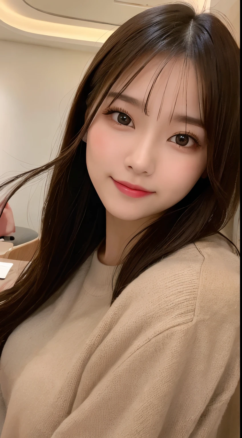 table top, highest quality, shape, Super detailed, finely, High resolution, 8k wallpaper, 完璧なダイナミックな構shape, beautiful and detailed eyes, Gorgeous and stylish black fluffy latest trend Tokyo winter clothes,ランダムなcute髪,small breasts,natural color lip, bold sexy pose,smile、20 year old girl、cute、sexy shot looking at camera,Always blur the background,perfect and beautiful face,Take only the face,beautiful and detailed face、slim face and style,Big eyes、Do gal makeup,real photos、luxury brand mink coat