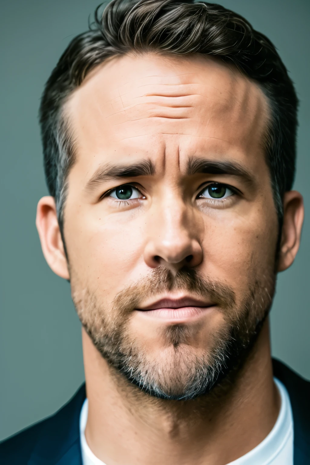 RAW photo in sequence, uma imagem de Ryan Reynolds, ((expression of perplexity no rosto)), sem detalhamento de corpo, plano de fundo neutro, luminosidade natural, HDR, foto realista, foto profissional, minimal viewer interaction, visual neutro, fotorrealista, Ryan Reynolds, expression of perplexity, detalhamento facial claro, luzes naturais, alta qualidade, filmic grain, Fujifilm XT3.