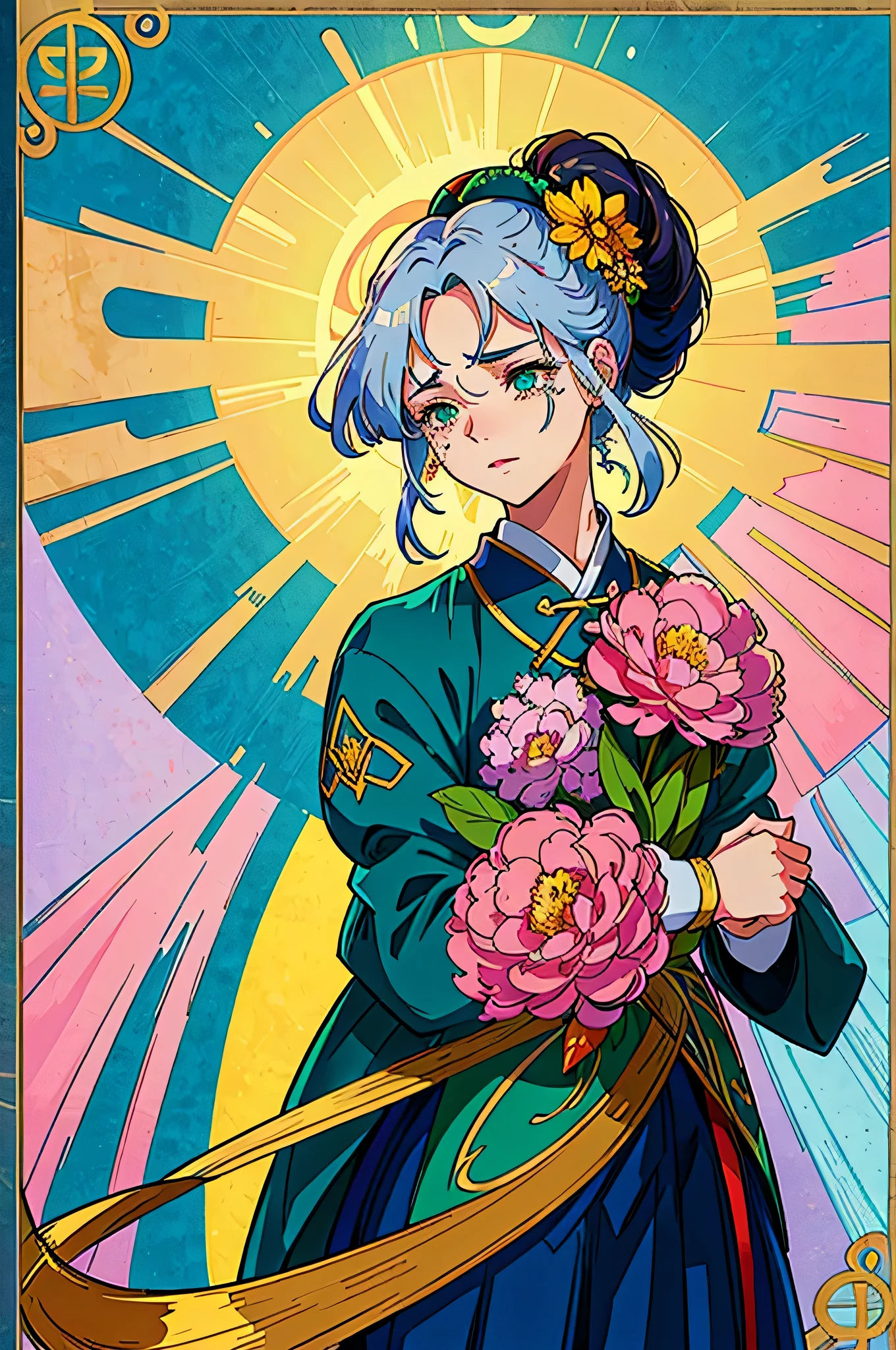 ((corpo todo)), (sakura card captors), samdoesarts style award winning corpo todo portrait of a beautiful woman, ((rosto feminino perfeito)),((Roupas verdes chinesas antigas)), ((green costumes of Peking Opera)), (mangas compridas) mirante, complexo, (Olhos lindos e detalhados, sobrancelhas alongadas),((grampos de cabelo, Cabelos Torcidos)),(tristeza), ((tears)), (luz solar), shaded flat illustration, arte digital, trends on artstation, altamente detalhado, detalhe fino, Intricado, Arte de Artgerm e Rutkowski e Alphonse Mucha,