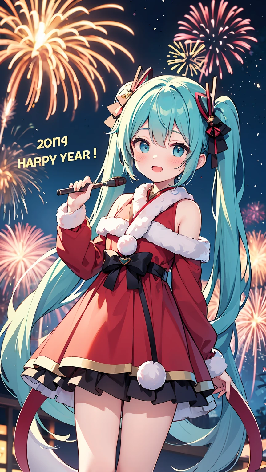 New Year of the Dragon,End of the year countdown, Fireworks activities, Hatsune Miku, 微lol, lol,Year of the Dragon mascot,A long festive dragon appears in the distant sky