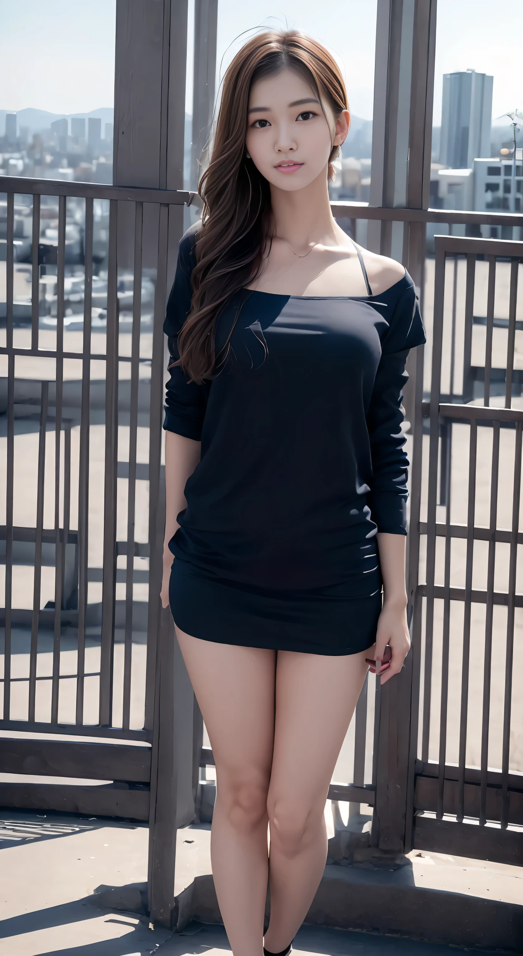 arafed woman standing on top of a building overlooking a city, ulzzang, korean girl, portrait of a japanese , dressed with long fluent clothes, 🤤 girl portrait, chiho, 奈良美智, portrait of jossi of blackpink, young asian girl, from 8 k matte, e-girl, e - girl