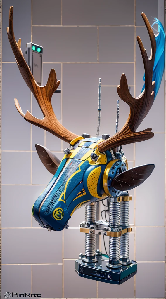 melhor qualidade, tmasterpiece, ultra-high resolution, Rendered with camera-like realism, ((((Pintura do corpo colorido estilo Romero Brito)))), fotografia real,((((A mechanical moose)))),((sozinho)),(((Corpo inteiroesbiano))),((perfect facial features,rosto deliciado)),((rosto limpo)),((There's nothing else in the face)), altamente realistamente detalhado, Panoramic lighting effects, Fim, Accurate shading representation, rendering by octane, 8K分辨率, Reveal vivid skin details, Representation of metallic materials, Representation of vacuum tubes、Tubes for liquids、oil pressure gauges、tubos de vidro、Simule detalhes como medidores, Destaque para os detalhes das engrenagens, realismo efeito de luz, Face the Eyes of the Audience,Mechanical components, The mechanical spine is fixed to the back, Mechanical fixation attached to the neck,