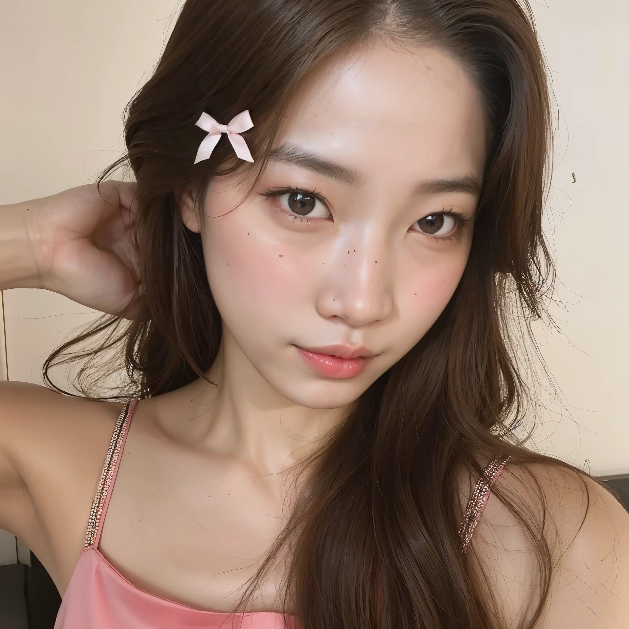 there is a woman in a pink dress and a bow on her head, Heonhwa Choe, jaeyeon nam, Jinyoung Shin, Ulzzang, young lovely korean face, coreana, Lee Ji-eun, Lee Ji-eun, estacionar a partir de-min, linda jovem coreana, linda mulher sul-coreana, adorable and pale korean face, linda jovem coreana