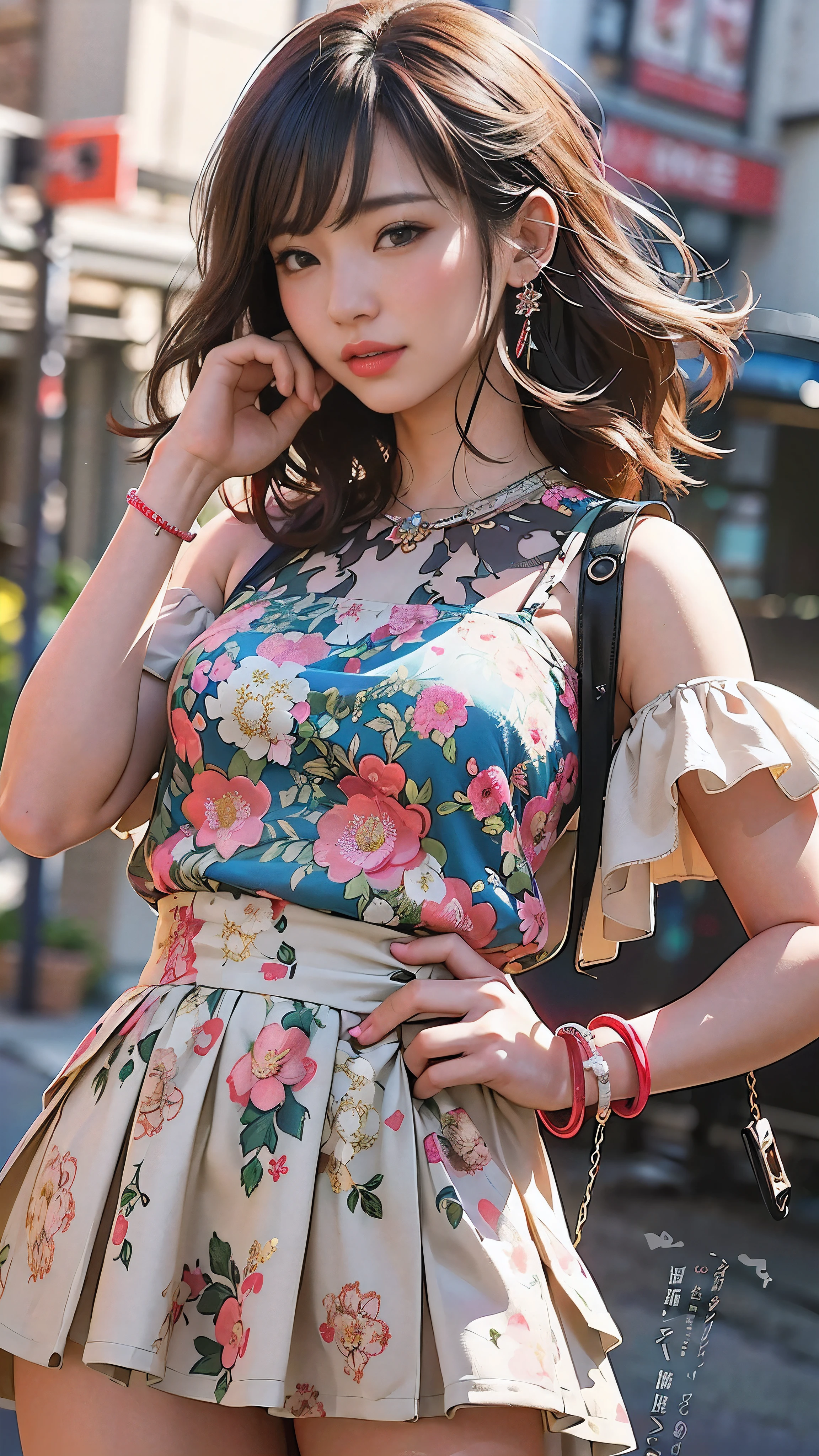 araffed asian woman in a floral dress posing for a picture, realistic anime 3 d style, anime styled 3d, beautiful digital illustration, artwork in the style of guweiz, style anime, kawacy, wlop style, style in digital painting, digital art of an elegant, anime styled digital art, beautiful digital artwork, 🌺 cgsociety