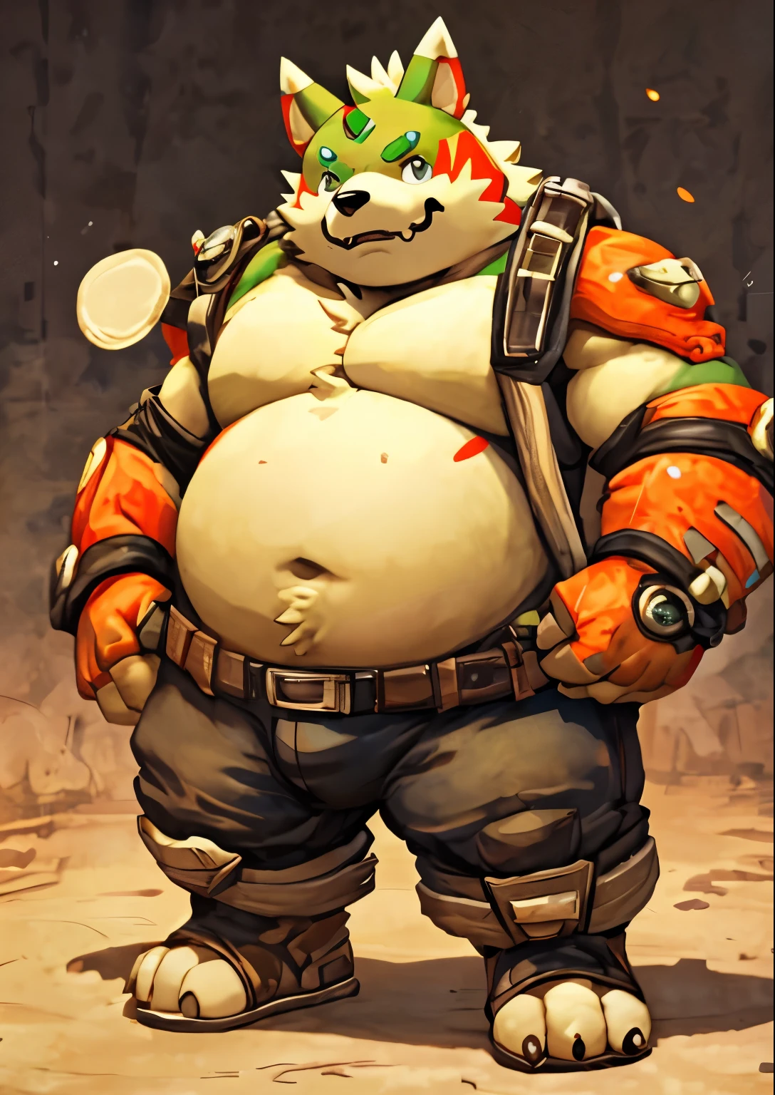 alone，male，chubby，Fat minora，Shirtless， alone， detailed， high resolution，， masterpiece，Excessive obesity，Obesity in the extremities，Lift your feet，correct body proportions，overweight，briefig bulge，Gargomon，roadhog