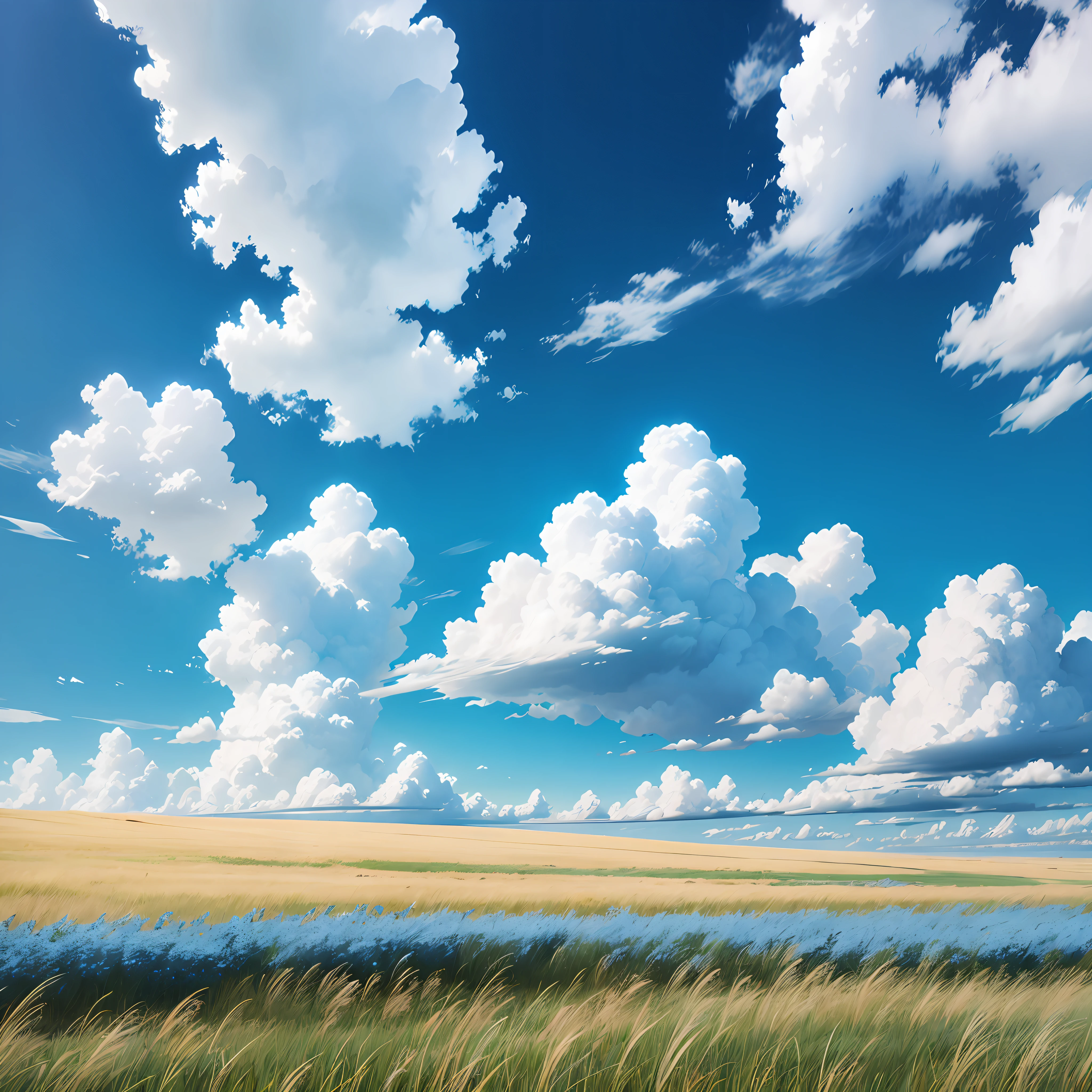 blue sky, White clouds, sunny meadow --auto --s2