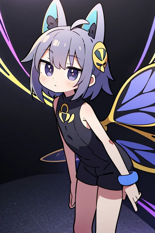 cartoon, man, boy, scarab beetle species, scarab beetle, scarab antennas, wings, kemonomimi, (highest picture quality), masterpiece, best quality, extremely detailed CG wallpaper, ultra_detailed, black eyes, 1man, solo, tall, short_uncommon_hairstyle, masterpiece, best quality, black and purple, suit, grey skin color,