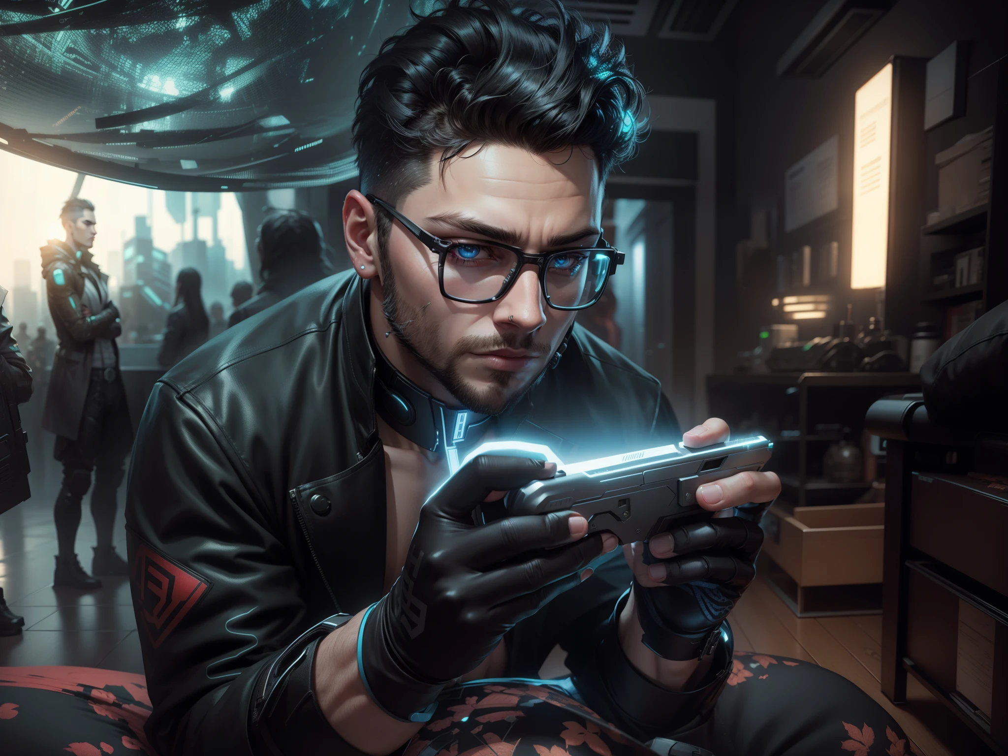 Change background cyberpunk handsome boy, realistic face, 8k, ultra realistic)