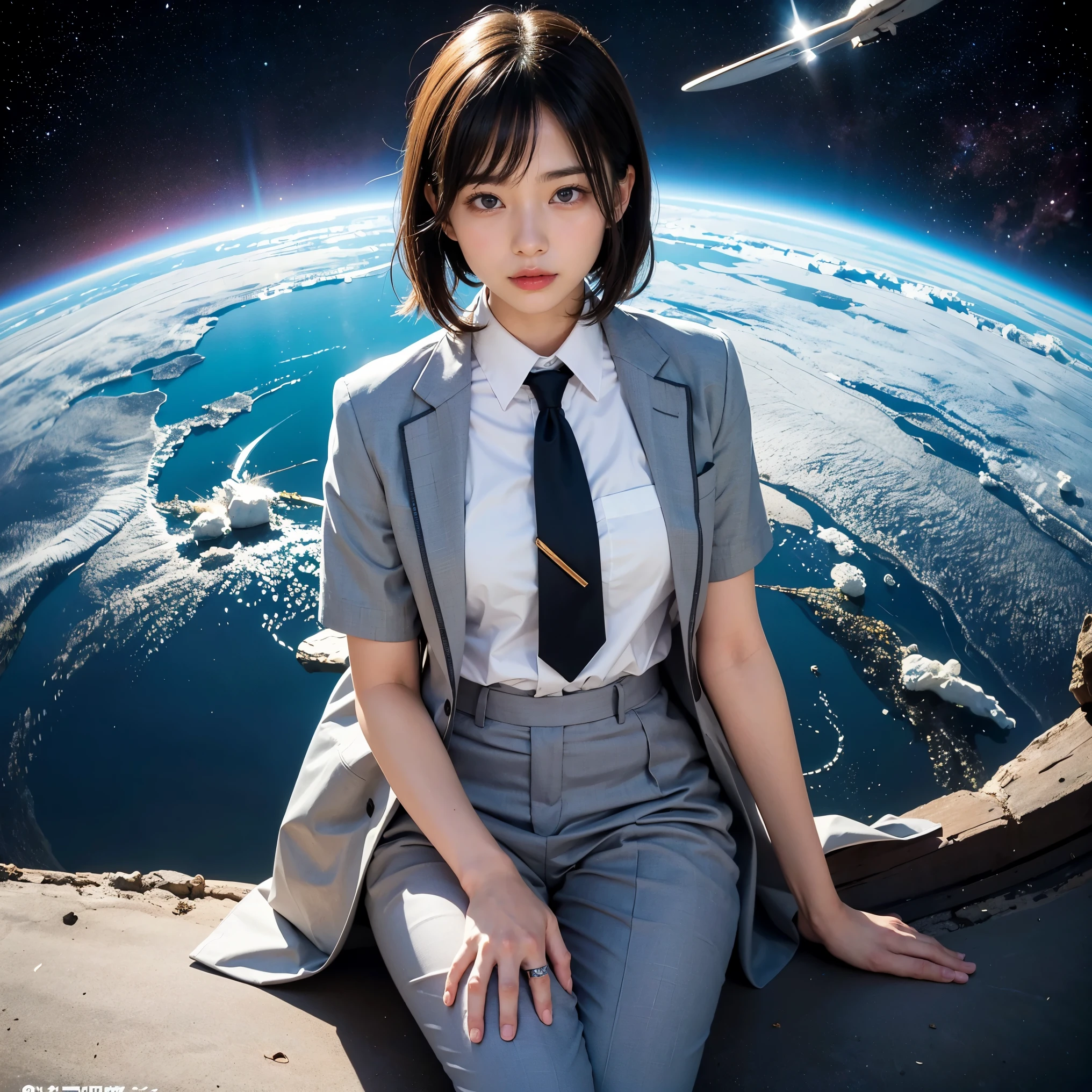 proud woman、surrounded by men、Plump、Shimenawa around neck、Hands and feet are tied to the beam with ropes、rampage、angry look、detailed face、fine hands、fine legs、(debris flies, highest quality:1.2), 8K, official art, chest、cute、wearing a suit、chestが見える、 planet, trending on cgstation, 太陽系外planet, official art, mar planet, Sakimi-chan, Five Fingers Photos'body of, Full body Esbian、beauty of suit、cool look、 (masterpiece) (highest quality) (become familiar with) (8K) (movie lighting) (sharp focus) (complicated)black hair、、小さいchest、laughter、incredibly stupid, (beautiful girl, cute face, turn back, gold ornaments in hair、wearing a suit、chestのクローズアップ, wearing a suit, short sleeve, gardenia, Viola family, space , looking at the viewer, film grain, chromatic aberration, オッパイsharp focus, face light, dynamic lighting, cinematic lighting, become familiar withな目と顔, (gray tie、1 part:1.2)