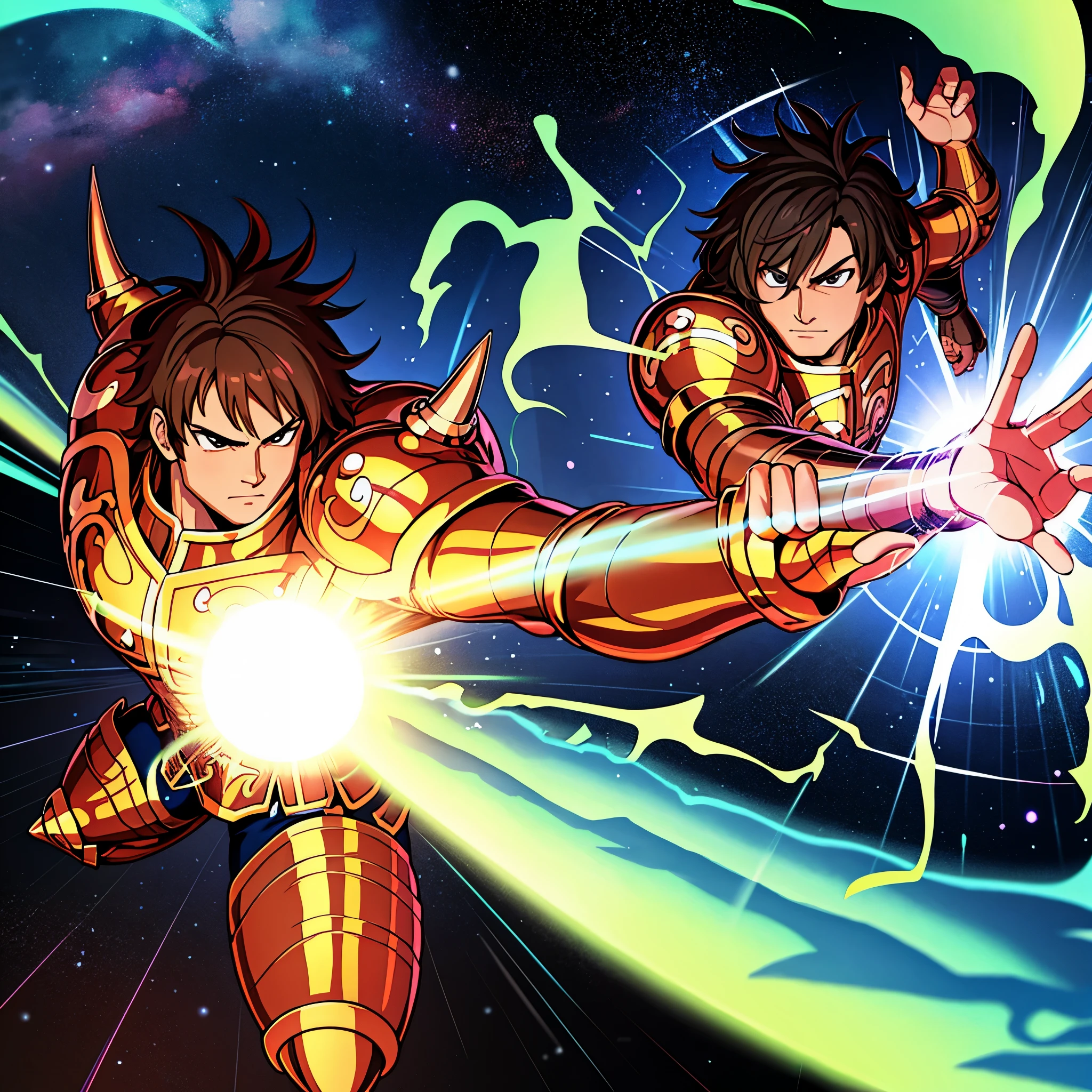 Taurus, anime, man, knight of the zodiac, brown hair, black eyes, golden armor, bull armor