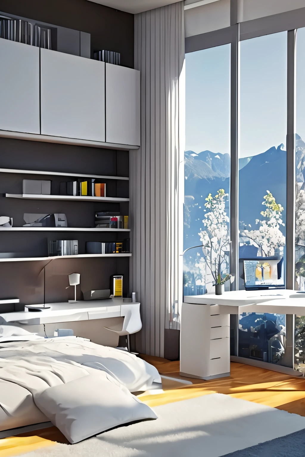 Modern Room, white, computer, bedroom