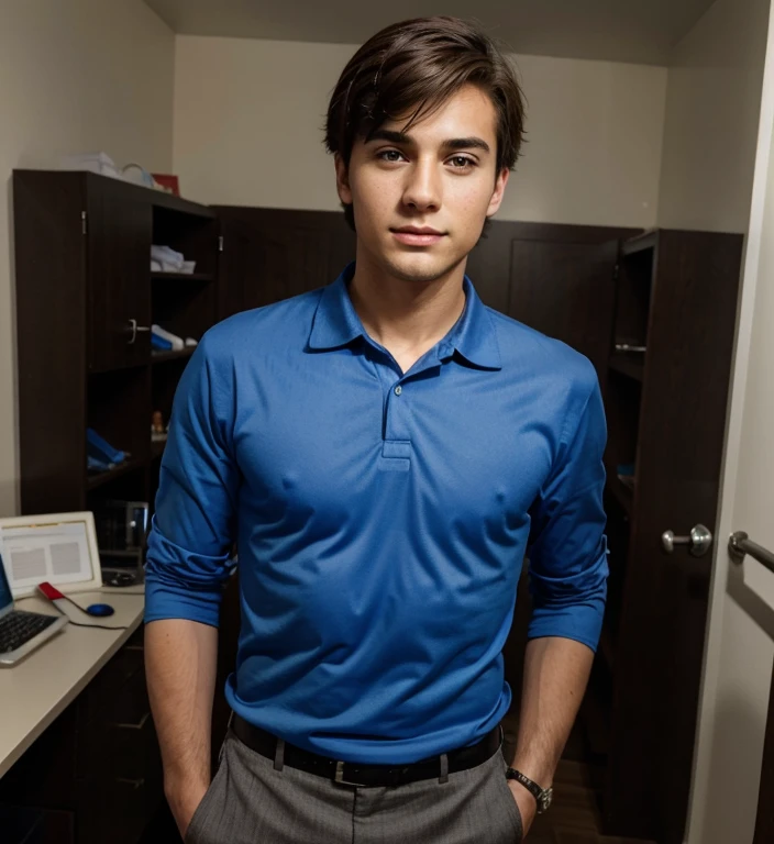 Young handsome boy in a psychologist costume 