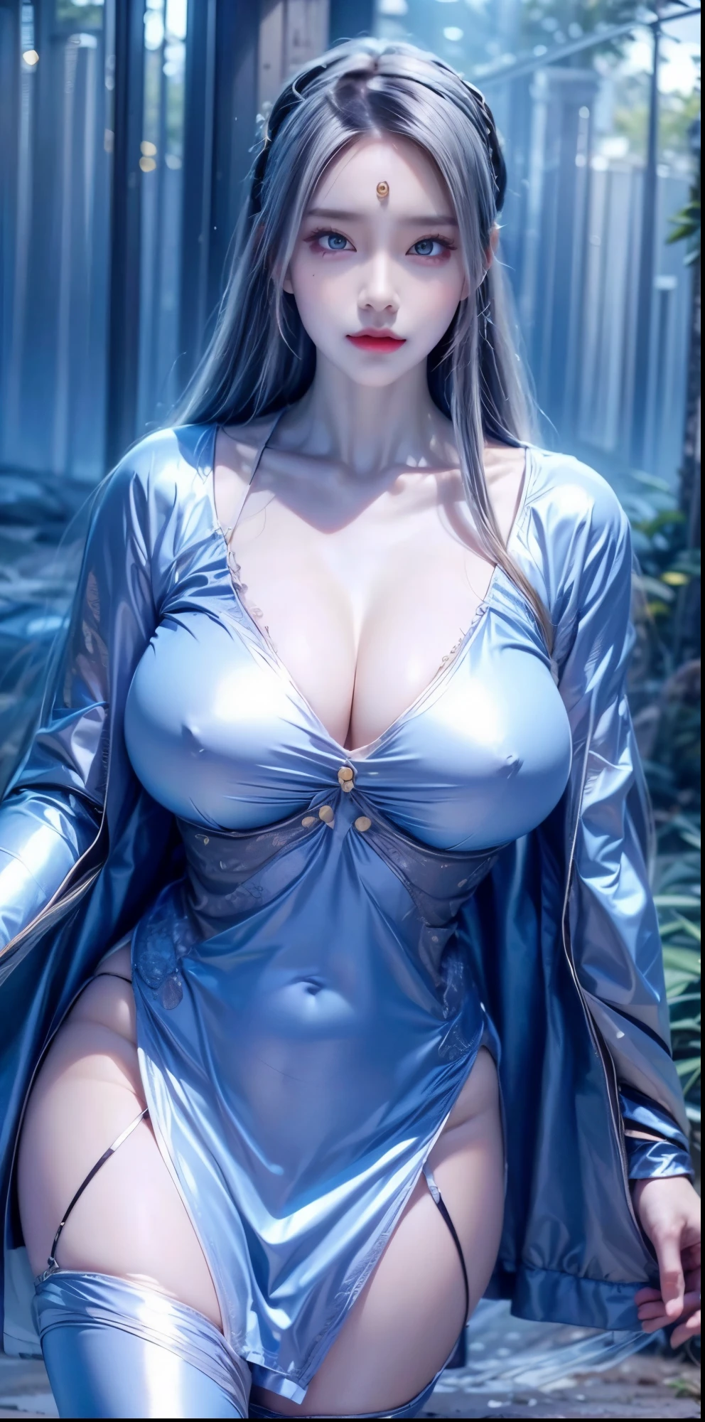 realistic, 1 women, best quality, 12k, HD, long hair, big round breasts, cleavage, ponytail, necklace, jewelry, shorts, short jacket, slim hips, hair tie, yellow eyes, black hair, super detailed, Eye details, hair details, person details, mouth details, face details, breast details, clothes details, hair details, pants details, hand details, whole body