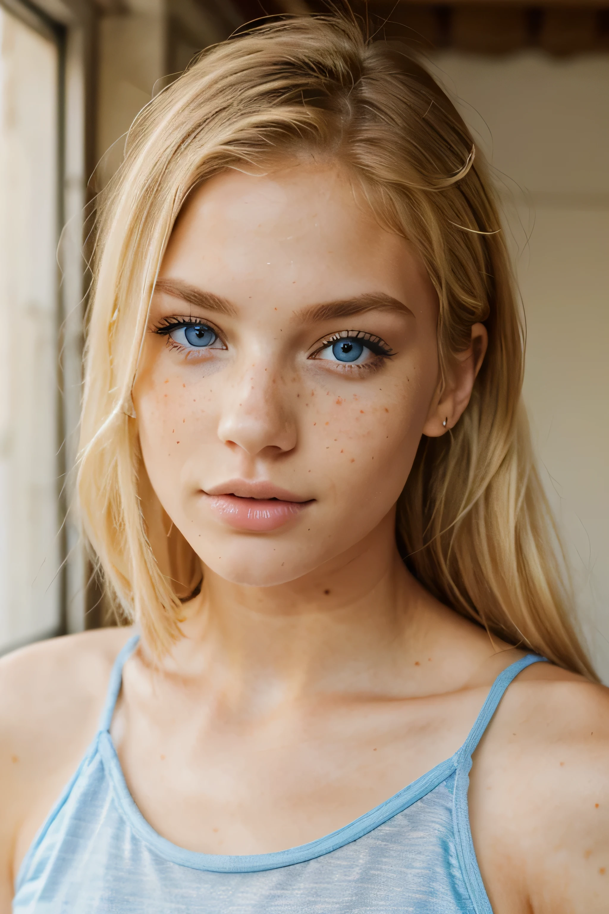 blonde, model, blue-eyed, girl, beauty, freckles, perfect