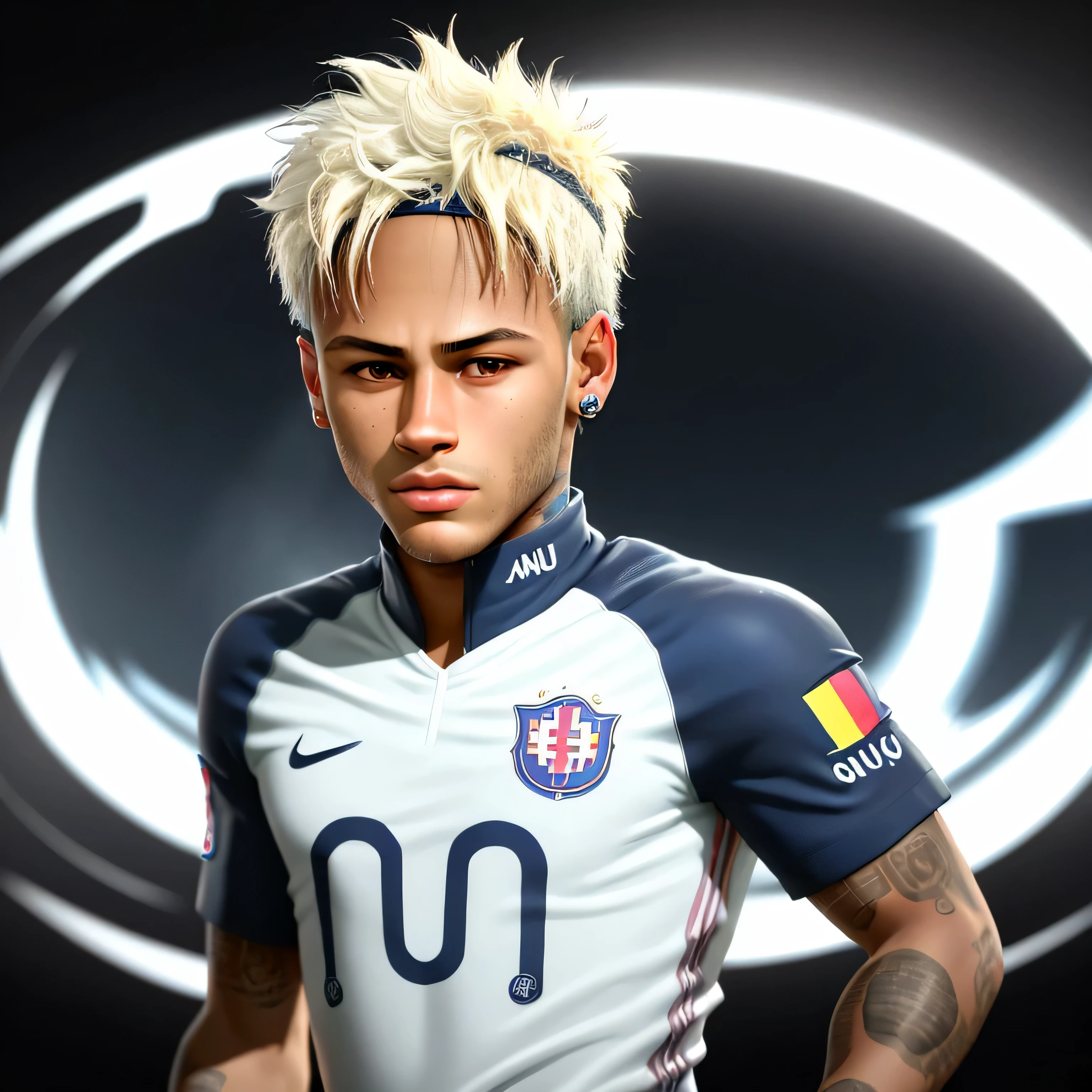 Neymar, Rosto, Frente, detalhes, Cartoon, 3D, 4K, ((Fundo Branco})