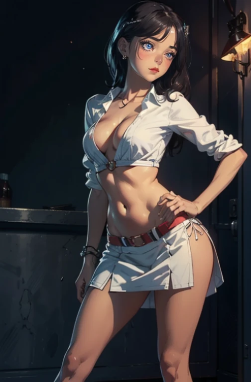 Dynamic poses, ultra detail, small breast, top quality, masterpiece,detail face, top quality, jewellery, elegant, blush, navel, six pack, body goals:1.5, hair ornament, full body shot, 1female,(Very detailed CG unity 8K wallpaper),best qualtiy,cinematic lighting,beatiful detailed eyes,Bright pupil,Redlip(Very fine and beautiful),(Beautiful and detailed eye description),ultra - detailed,masterpiece,), exposed cleavage, tight skirt, stocking:1.5, handsock:1.2