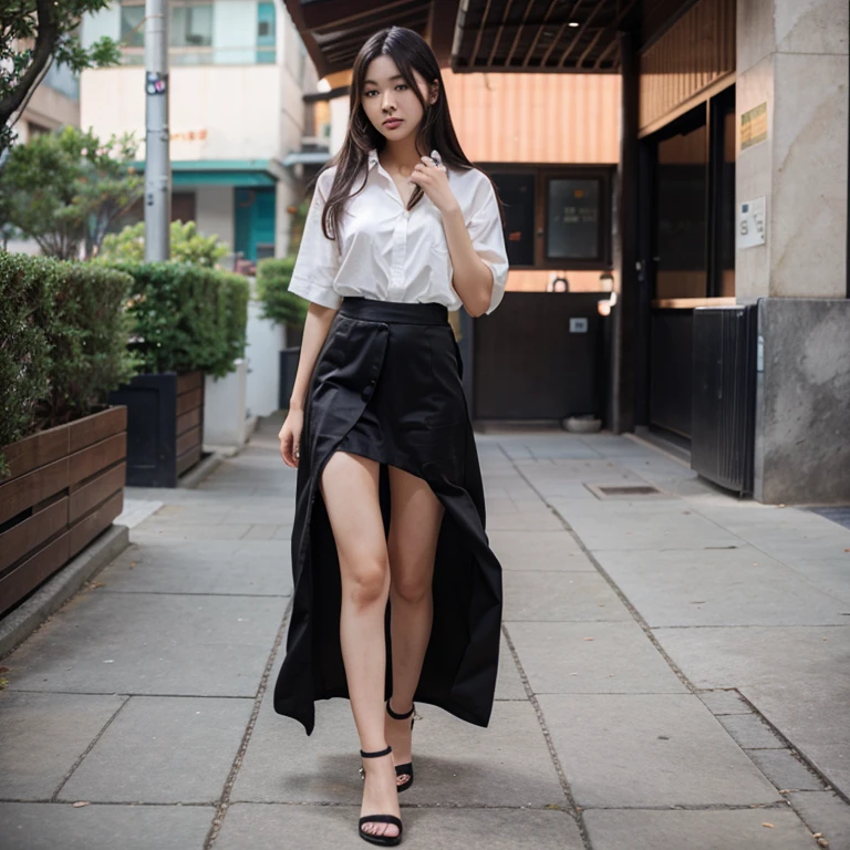 A sexy Korean girl with a long skirt