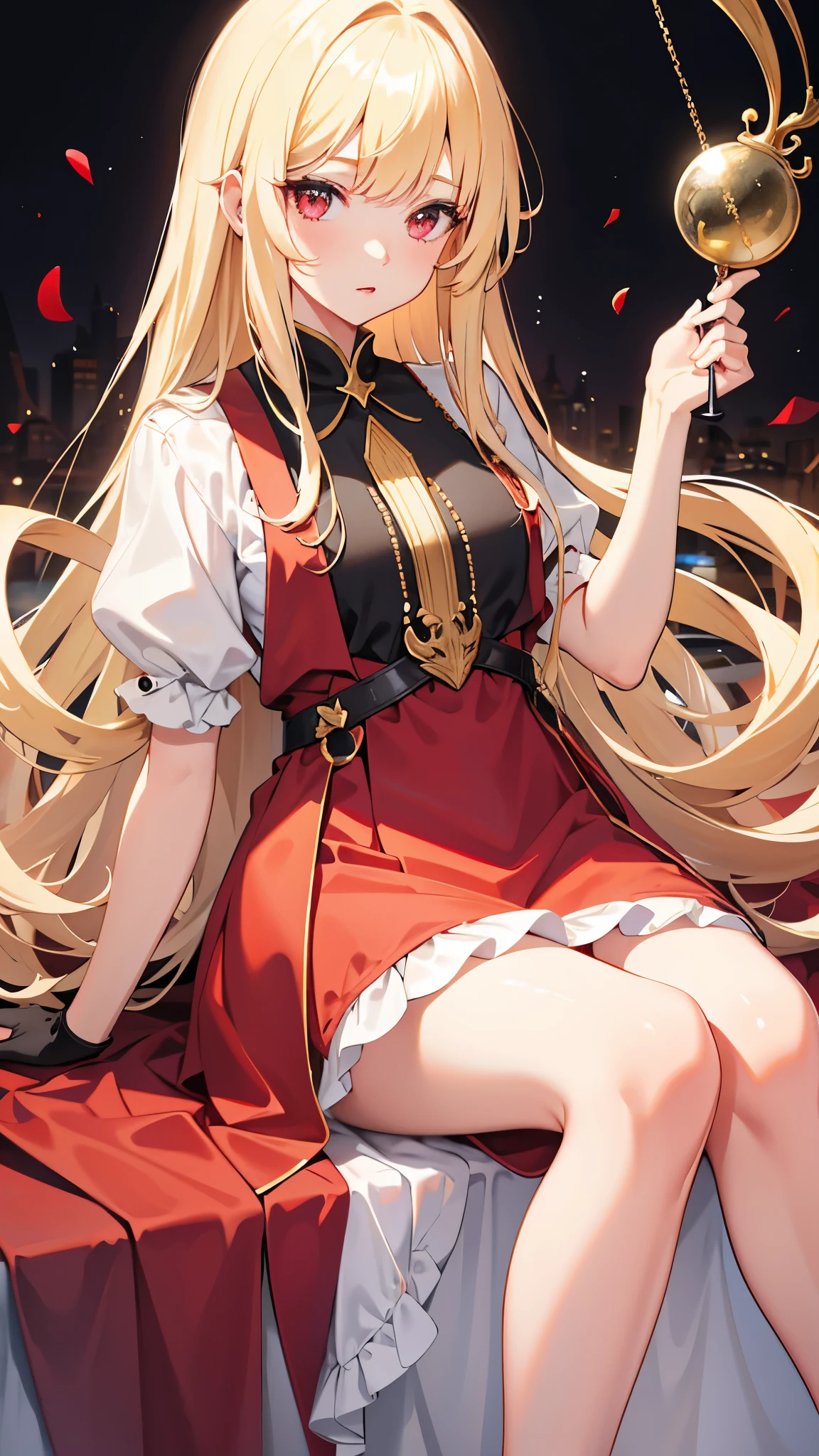 Girl, blonds hair, red eyes, long hair, Square fringe, dress, princess, magic