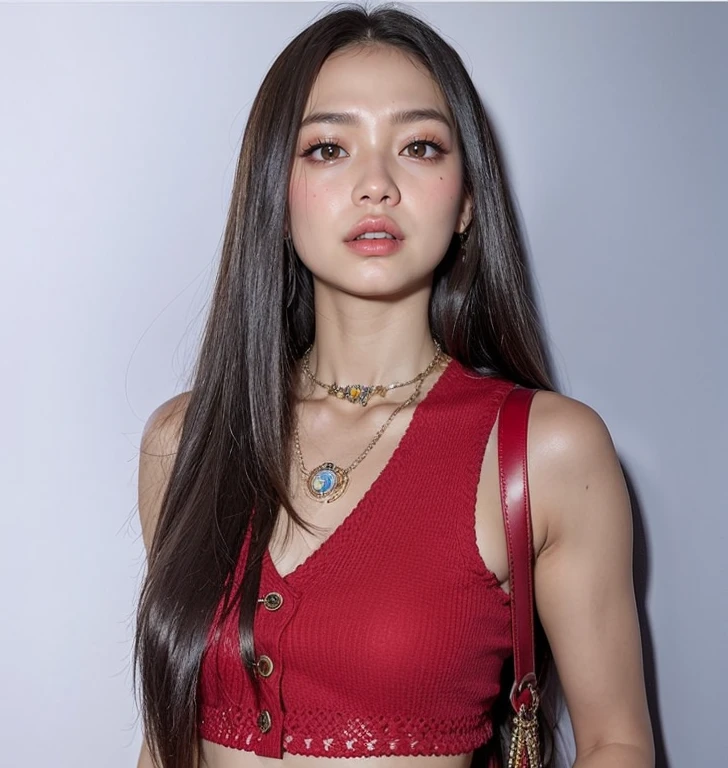 araffe woman con cabello largo wearing a red top and a red purse, jennie rosa negro, portrait of jossi de blackpink, jia, sha xi, jossi de blackpink, gongbi, parque roseanne de blackpink, park de mi parte, con cabello largo, de mi parte, heonhwa choe, jaeyeon nam, xisionwu, luji