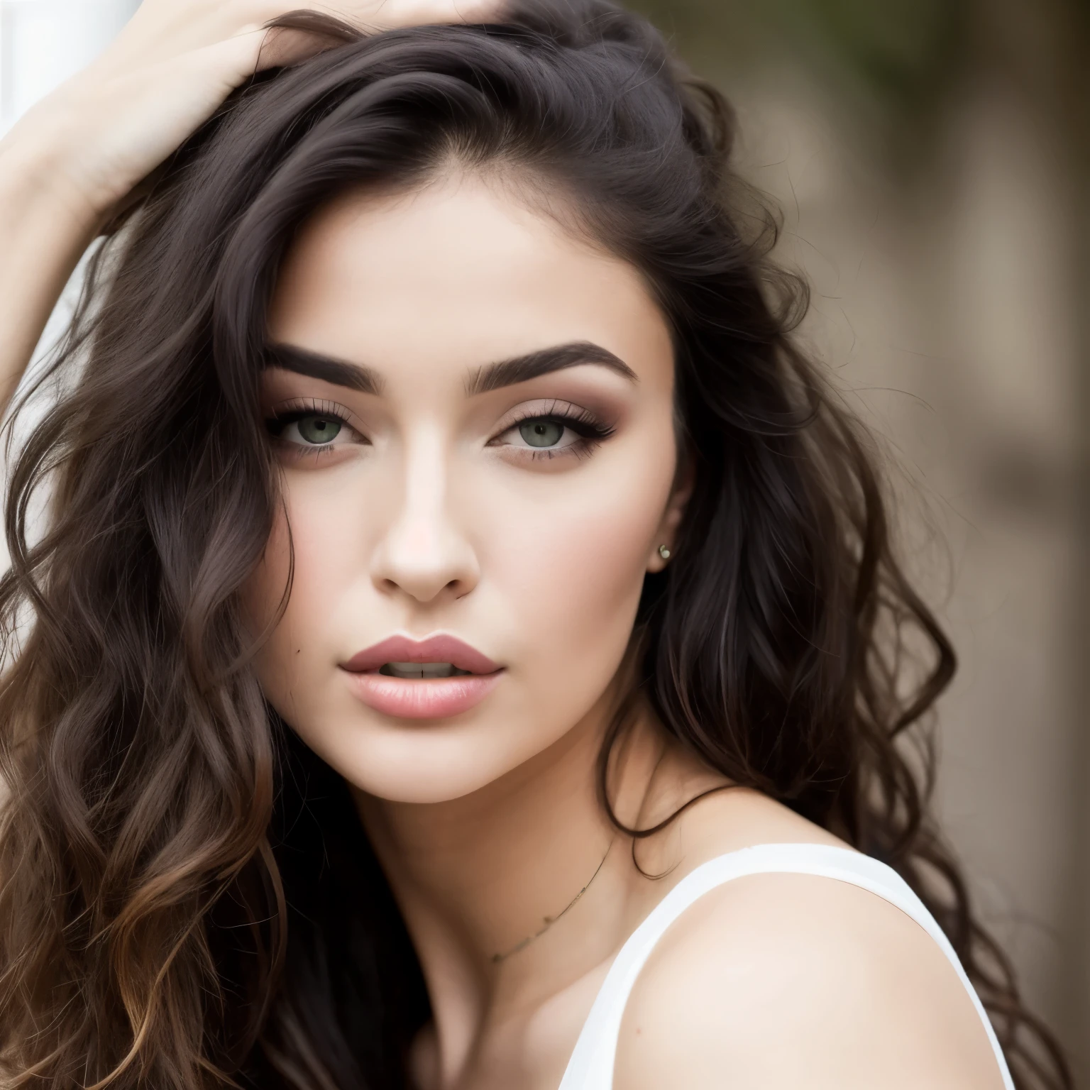 arafed woman with long black hair and a white top, photo of a beautiful woman, portrait of a beautiful model, soft portrait shot 8 k, beautiful face and flawless skin, beautiful young woman, flawless olive skin, young beautiful woman, portrait sophie mudd, gorgeous latina face, medium portrait soft light, beautiful female model, beautiful young face, gorgeous attractive face full body pose sexy wearing blue jeans