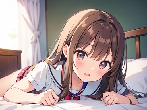 high school girl　brown hair　Before sex　An illustration