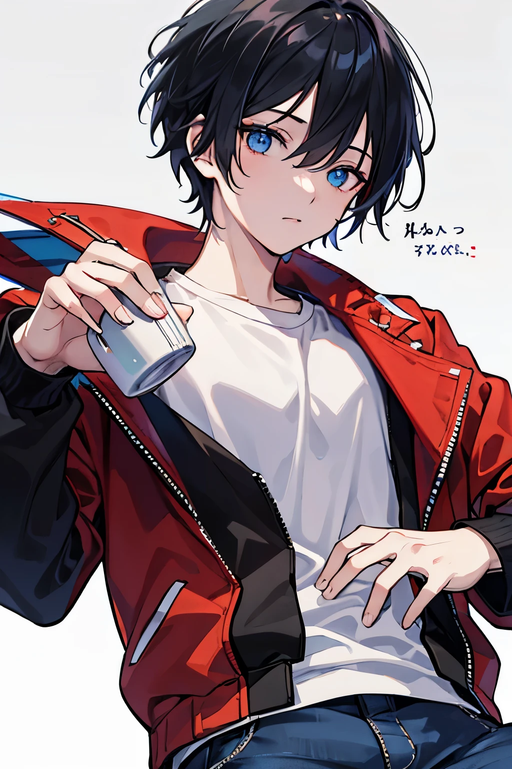 male black hair blue eyes short hair cool jeans trainer one person read a book Drinking black tea ancient folk house masterpiece Highest image quality noise removal clear parts cinematic shadow Increased attractiveness of the eyes clear parts the shine of the eyes Draw eyelashes neatly perfect eyes detailed eyes Sharpen image quality Sharpen eye writing clear parts eye shape