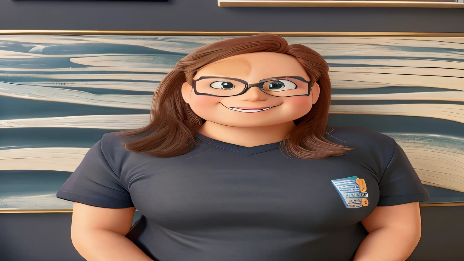 Uma senhora de idade de cabelos acajus no estilo disney pixar, alta qualidade, melhor qualidade. 