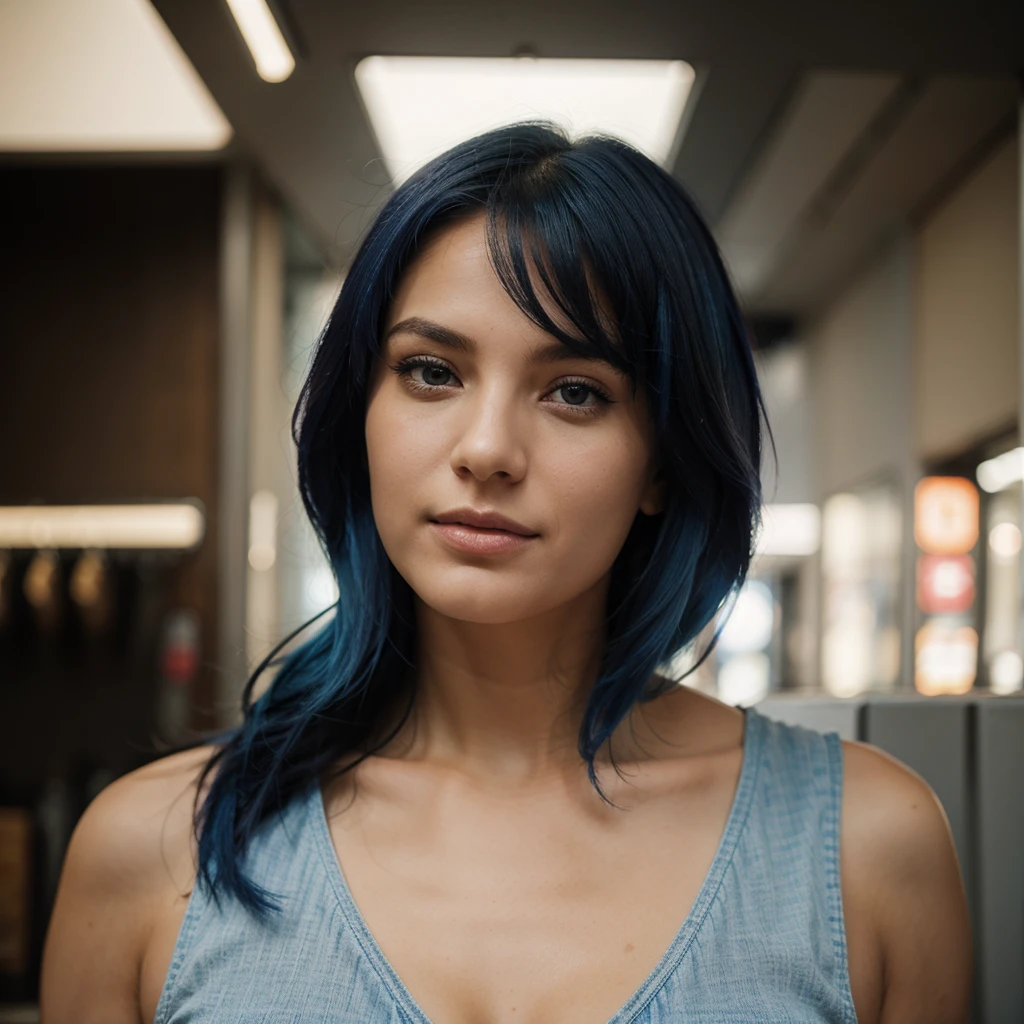 fanny, blue haired woman , dont show face, beautiful woman,hot woman, face portrait